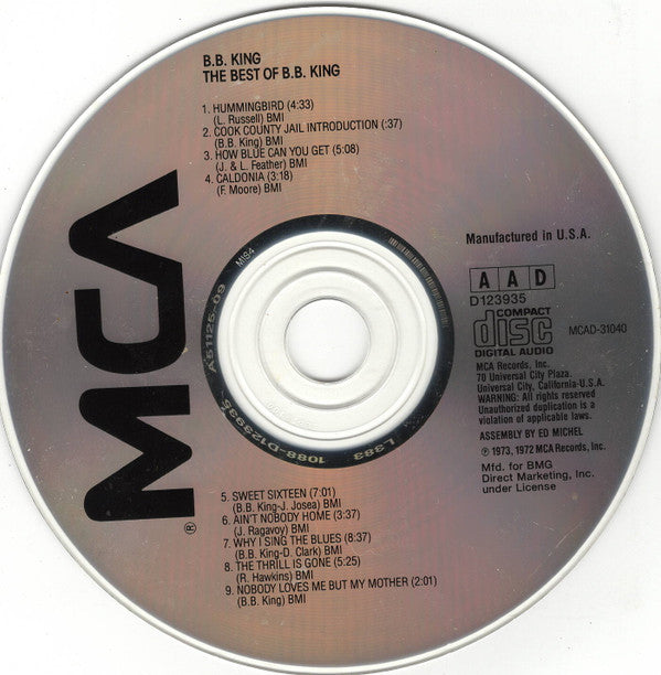 B.B. King : The Best Of B.B. King (CD, Comp, Club, RM)
