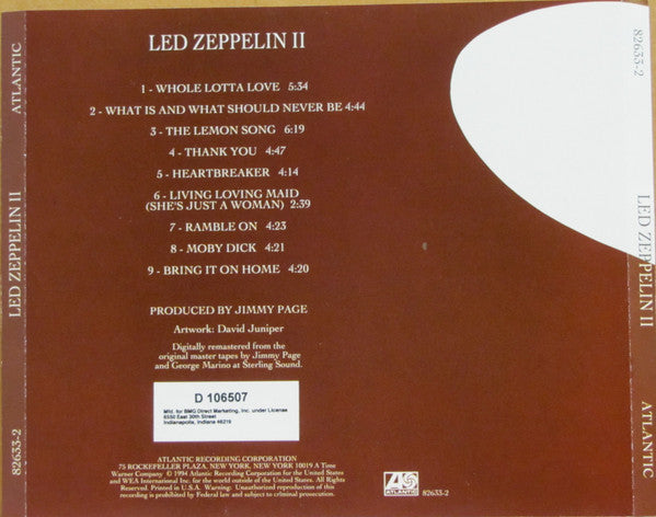 Led Zeppelin : Led Zeppelin II (CD, Album, Club, RE, RM, RP)