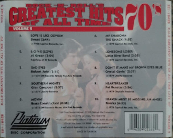 Various : Rock-N-Roll's Greatest Hits Of All Time 70's Volume 2 (CD, Comp)