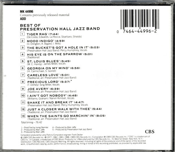 Preservation Hall Jazz Band : Best Of Preservation Hall Jazz Band (CD, Comp)