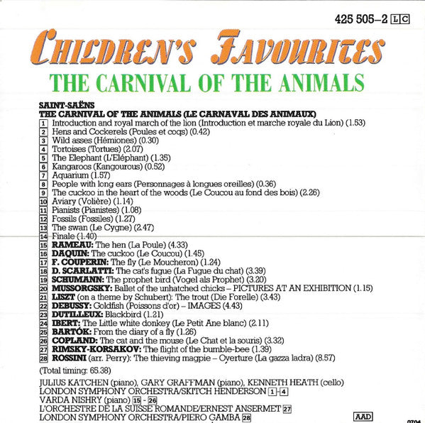 Various : Children's Favourites The Carnival Of The Animals (CD, Comp)