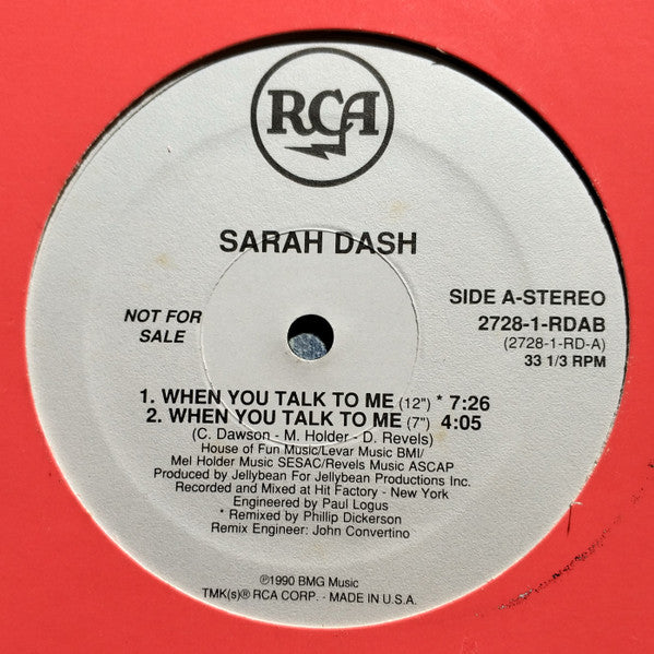 Sarah Dash : When You Talk To Me (12", Promo)