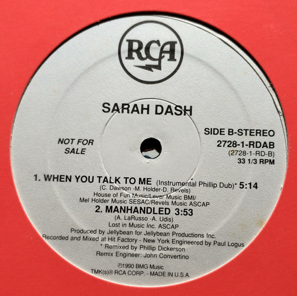 Sarah Dash : When You Talk To Me (12", Promo)