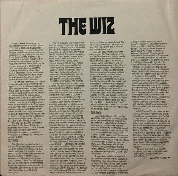 Various : The Wiz (The Super Soul Musical "Wonderful Wizard Of Oz") (LP, Album, RI)