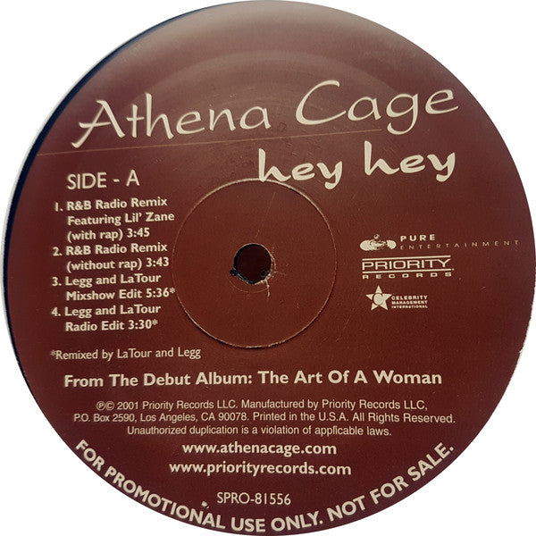 Athena Cage : Hey Hey (12", Promo)