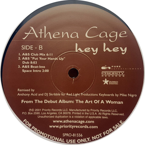 Athena Cage : Hey Hey (12", Promo)