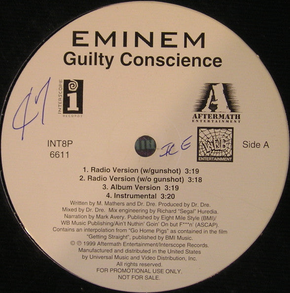 Eminem Featuring Dr. Dre : Guilty Conscience (12", Promo)