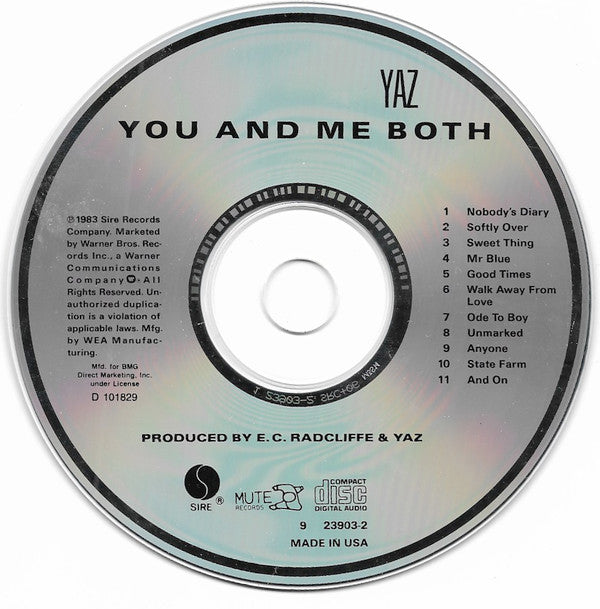 Yazoo : You And Me Both (CD, Album, Club, RE)