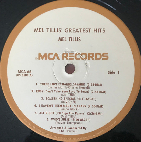 Mel Tillis : Mel Tillis' Greatest Hits (LP, Comp, RE)