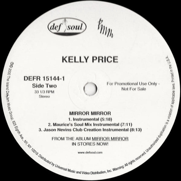 Kelly Price : Mirror Mirror (Dance Mixes) (12", Promo)