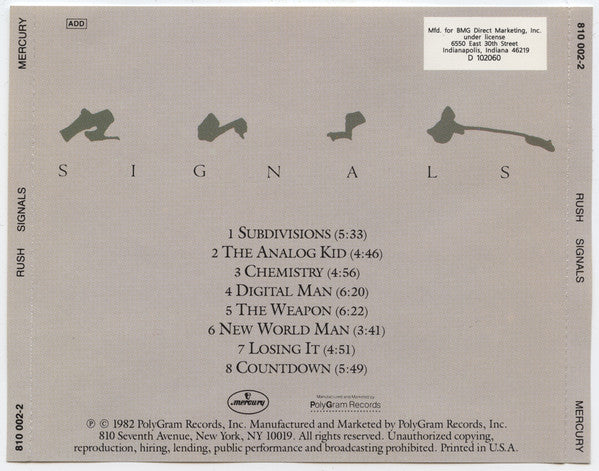Rush : Signals (CD, Album, Club)