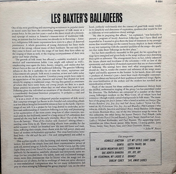 Les Baxter's Balladeers : Les Baxter's Balladeers (LP, Album, Mono, Tri)