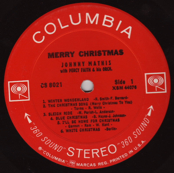 Johnny Mathis With Percy Faith & His Orchestra : Merry Christmas (LP, Album, RE)
