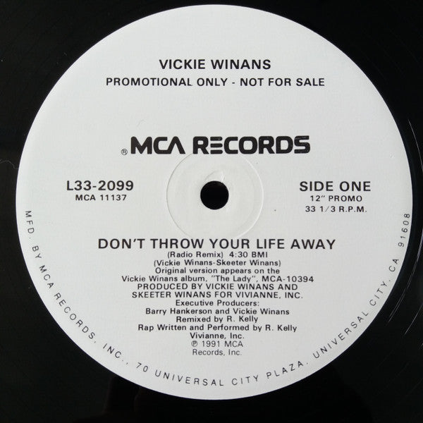 Vickie Winans : Don't Throw Your Life Away (12", Promo)