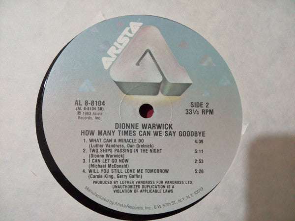 Dionne Warwick : How Many Times Can We Say Goodbye (LP, Album)