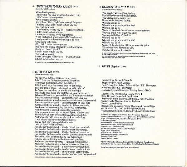 Robert Palmer : Riptide (CD, Album,  Di)