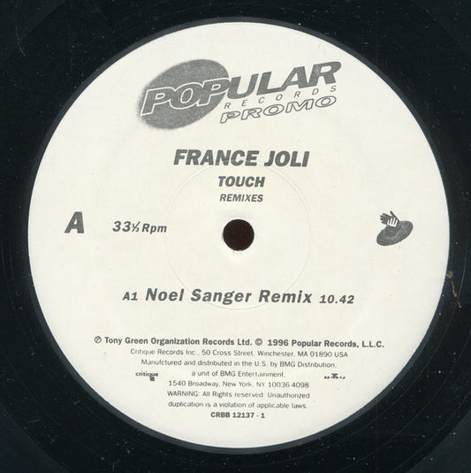 France Joli : Touch (Remixes) (12", Promo)