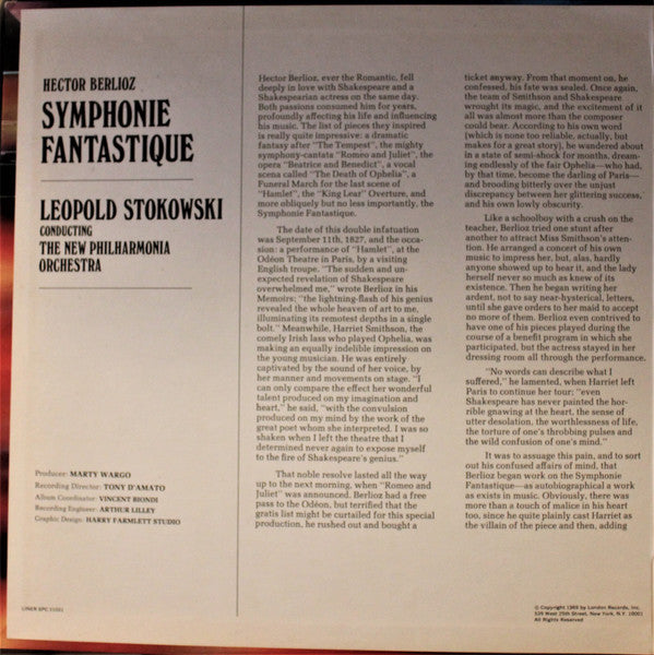 Hector Berlioz, Leopold Stokowski, New Philharmonia Orchestra : Symphonie Fantastique (LP, Gat)