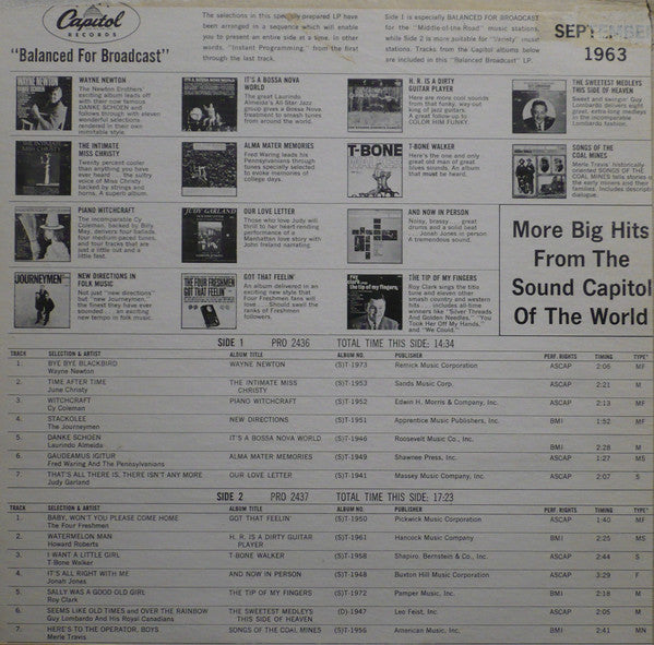 Various : Great New Releases From The Sound Capitol Of The World - September 1963 (LP, Comp, Promo)