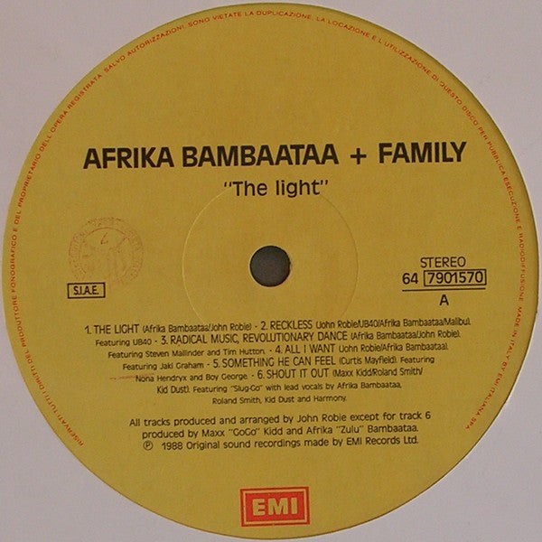 Afrika Bambaataa & Family : The Light (LP, Album, Gat)
