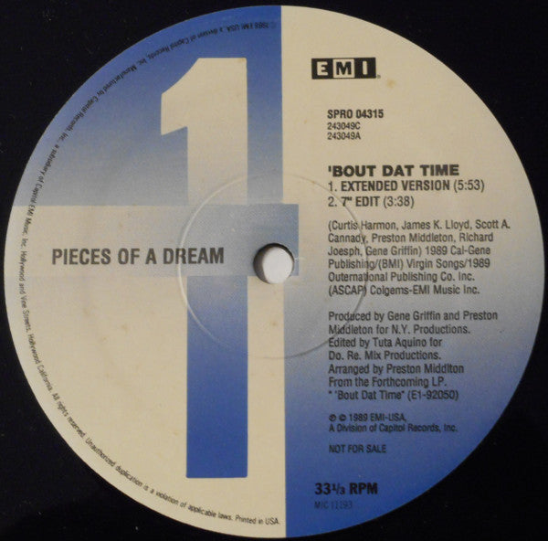 Pieces Of A Dream : 'Bout Dat Time (12", Promo)