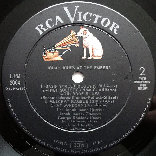 The Jonah Jones Quartet : Jonah Jones At The Embers (LP, Album, Mono, RE)