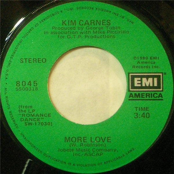 Kim Carnes : More Love (7", Single)