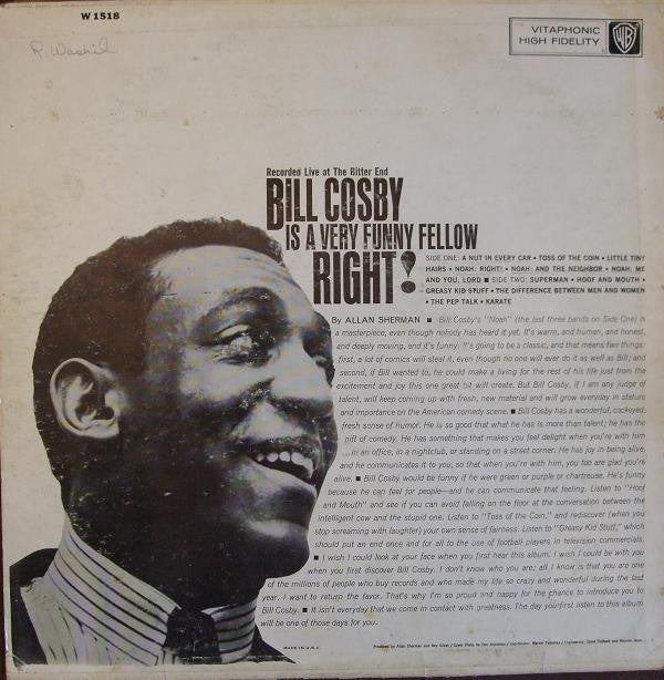 Bill Cosby : Bill Cosby Is A Very Funny Fellow Right! (LP, Album, Mono)