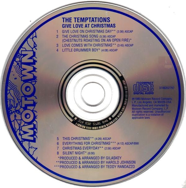 The Temptations : Give Love At Christmas (CD, Album, RE)