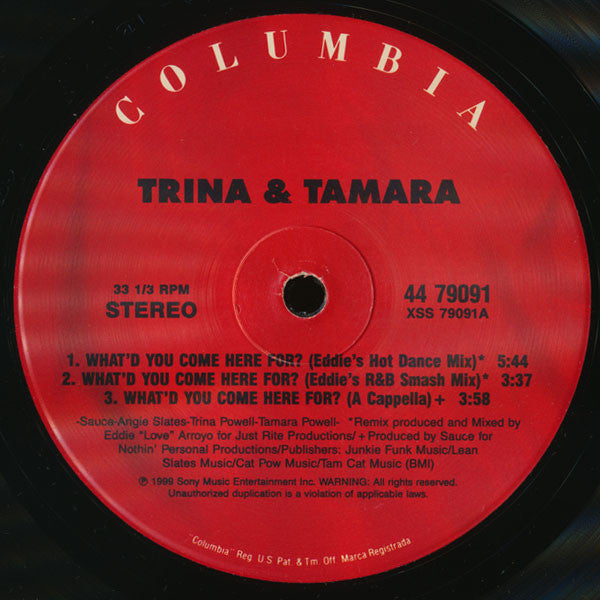 Trina & Tamara : What'd You Come Here For? (12" Mixes) (12")