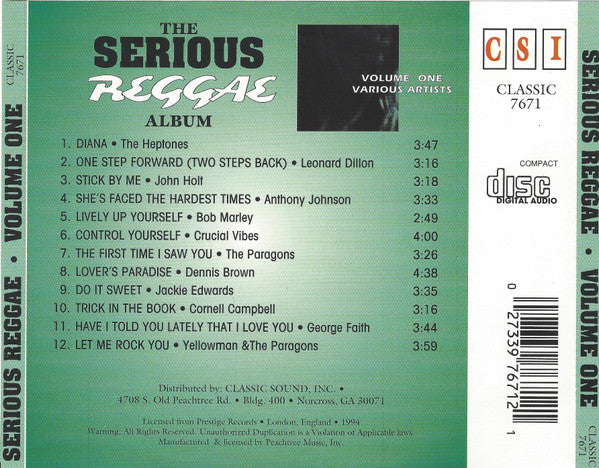 Various : The Serious Reggae Album Volume One (CD, Comp)