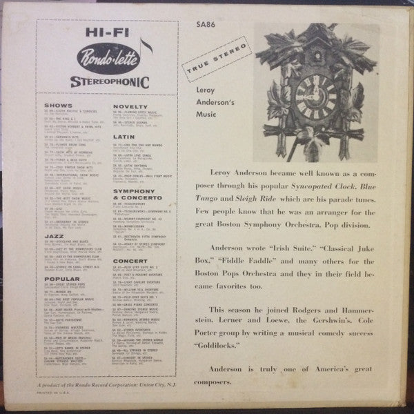 Ira Wright And His Orchestra : The Great Stero Pops of Leroy Anderson (LP)