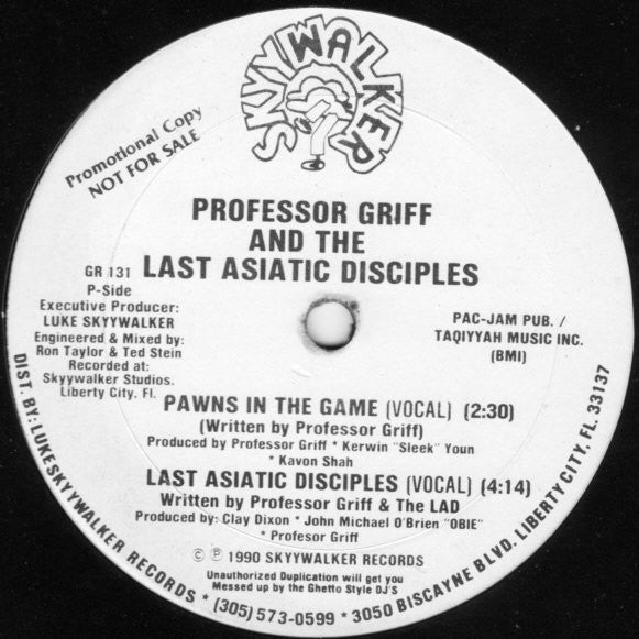 Professor Griff And The Last Asiatic Disciples : Pawns In The Game (12", Promo)