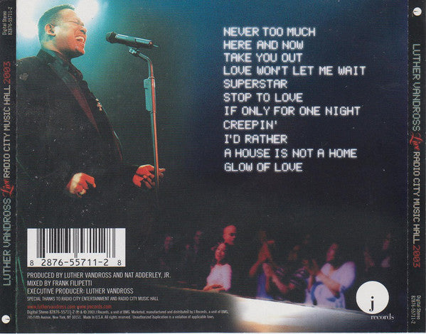 Luther Vandross : Live Radio City Music Hall 2003 (CD, Album, Dig)