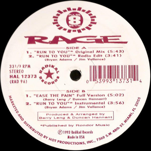 Rage : Run To You (12")