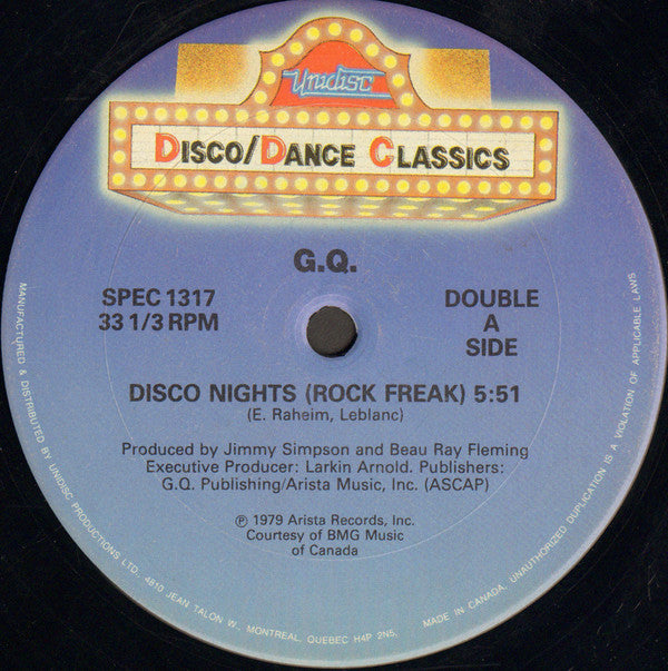 GQ / Rinder & Lewis / Secret Service : Disco Nights (Rock Freak) / Lust / Flash In The Night (12", Blu)