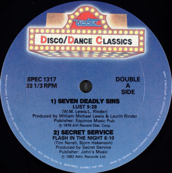 GQ / Rinder & Lewis / Secret Service : Disco Nights (Rock Freak) / Lust / Flash In The Night (12", Blu)