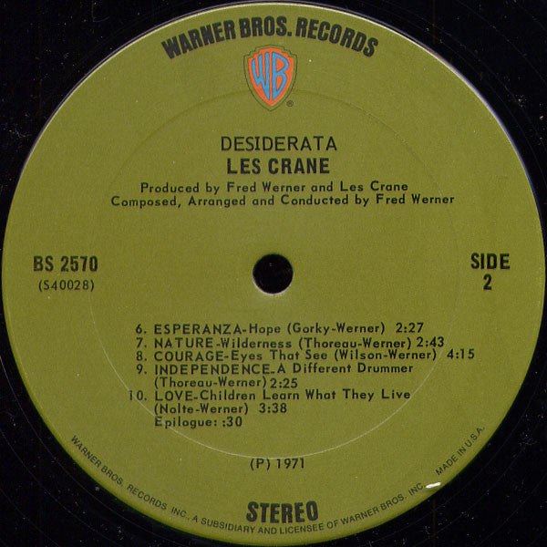 Les Crane : Desiderata (LP, Album)