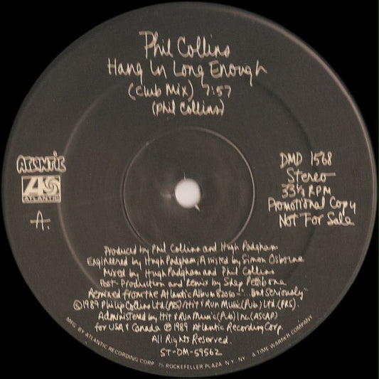 Phil Collins : Hang In Long Enough (12", Promo, SRC)
