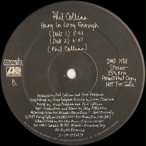 Phil Collins : Hang In Long Enough (12", Promo, SRC)