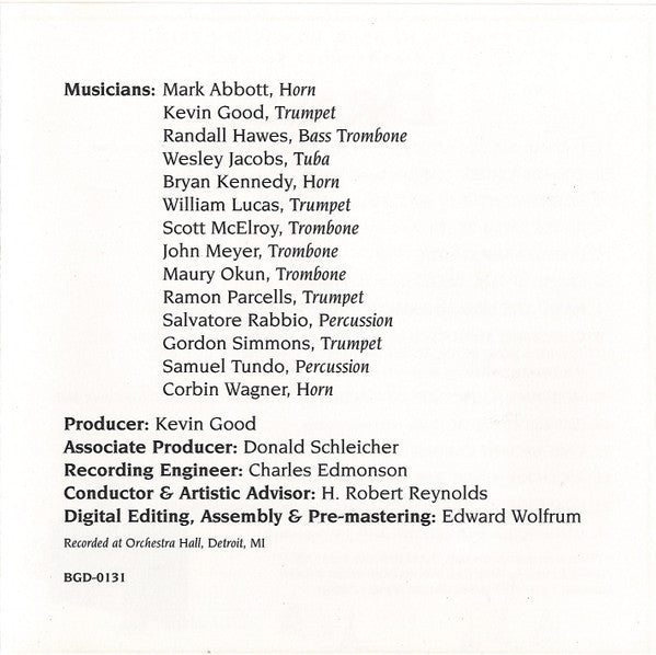 Detroit Chamber Winds & Strings : Holiday Brass (CD, Album)