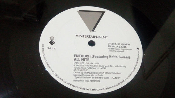 Entouch (2) Featuring Keith Sweat : All Nite (12", Promo)