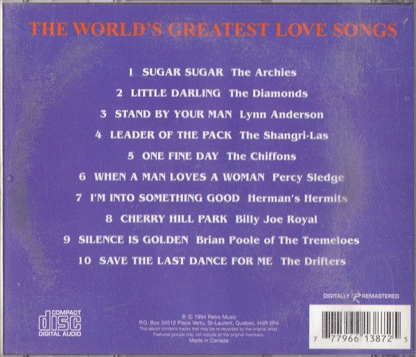 Various : The World's Greatest Love Songs (CD, Comp, RM)
