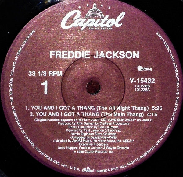Freddie Jackson : You And I Got A Thang (12", Single)