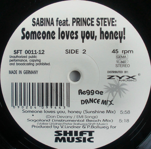 Sabina Feat. Prince Steve : Someone Loves You, Honey! (12")