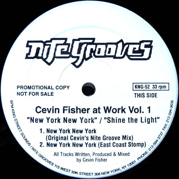 Cevin Fisher : Cevin Fisher At Work Vol. 1 (New York New York / Shine The Light) (12", Promo)