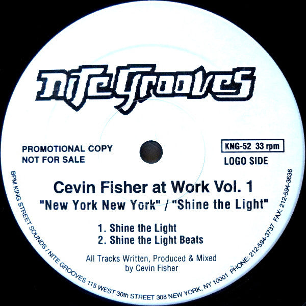 Cevin Fisher : Cevin Fisher At Work Vol. 1 (New York New York / Shine The Light) (12", Promo)