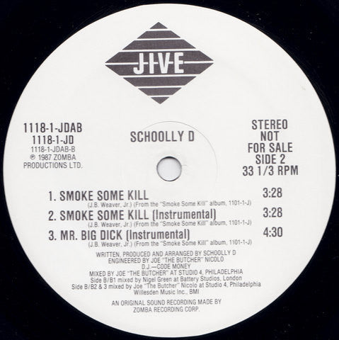 Schoolly D : Smoke Some Kill (12", Promo)