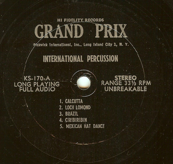 Berlingeri And His Percussive Harpsichord With His Orchestra : Excitement Of International Percussion (LP, Album)