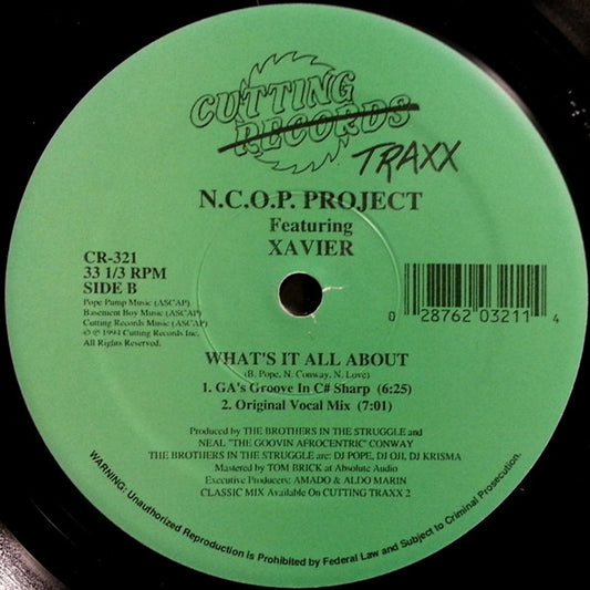 N.C.O.P. Project Featuring Xavier : What's It All About (12")